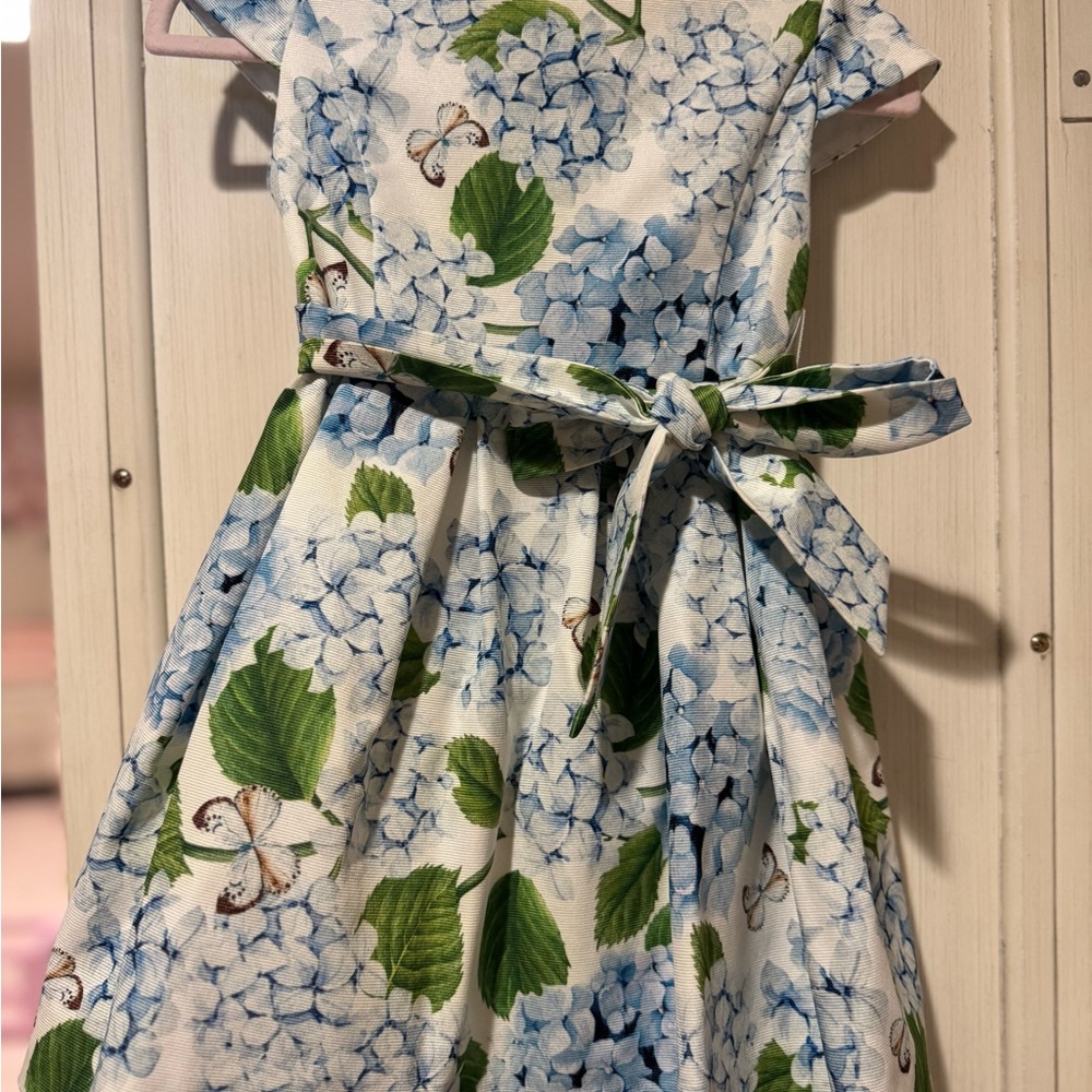 Elegant Kids Dress with Blue Floral Design
